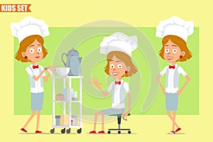 Cartoon flat chef cook girl character vector set