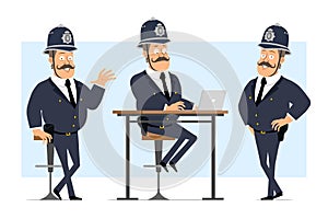 Cartoon flat funny fat british policeman character