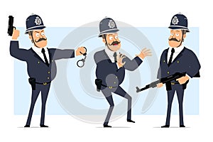 Cartoon flat funny fat british policeman character