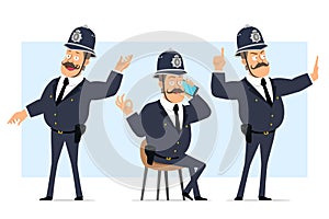 Cartoon flat funny fat british policeman character