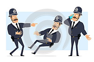 Cartoon flat funny fat british policeman character