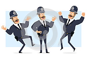Cartoon flat funny fat british policeman character