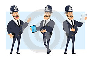 Cartoon flat funny fat british policeman character