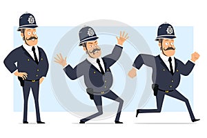 Cartoon flat funny fat british policeman character