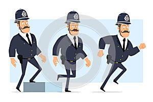 Cartoon flat funny fat british policeman character