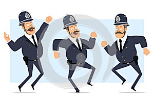 Cartoon flat funny fat british policeman character