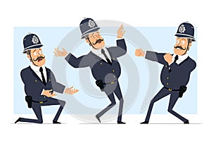 Cartoon flat funny fat british policeman character