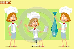 Cartoon flat chef cook girl character vector set