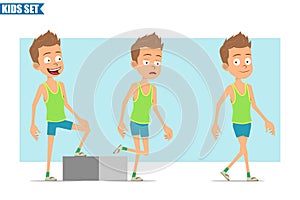 Cartoon flat funny sport boy character vector set