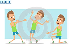 Cartoon flat funny sport boy character vector set