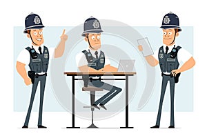 Cartoon flat funny strong policeman character set