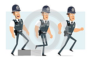 Cartoon flat funny strong policeman character set
