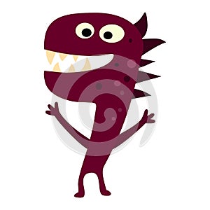 Cartoon flat monsters big icon. Colorful kid toy cute monster. Vector