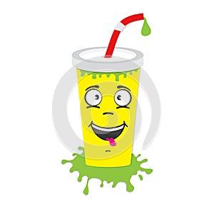 Cartoon flat soda drink cup character icon vector illustration isolated