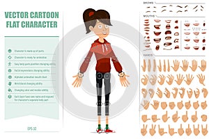 Cartoon flat sport girl character big vector set