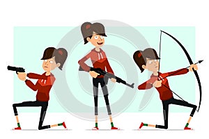 Cartoon flat sport girl character big vector set