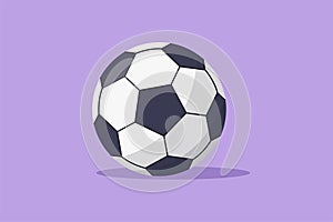 Cartoon flat style drawing football soccer ball icon. Black white ball symbol. Sport game logotype, template, sign, emblem. Soccer