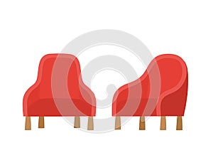 Cartoon flat vector set with red armchairs