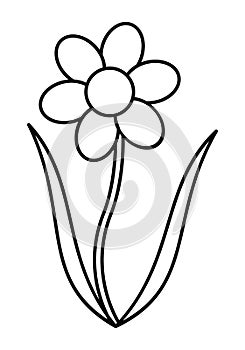 Cartoon flower. Coloring book page for children. Outline vector illustration isolated on white