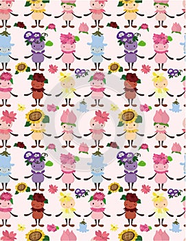 Cartoon flower fairy seamless pattern