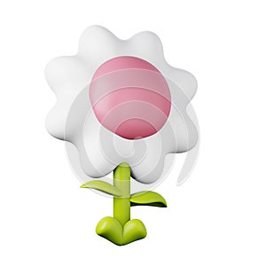 Cartoon flower high quality 3D render illustration icon.