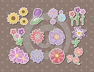 Cartoon flower stickers