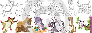 Cartoon fluffy animals set