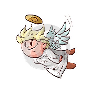 Cartoon flying cute angel