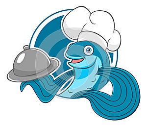 Cartoon flying fish chef