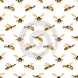Cartoon flying wasp. seamless pattern. Cute yellow animal creative kids texture for fabric, wrapping, textile wallpaper