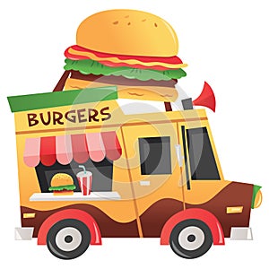 Cartoon Food Hamburger Truck