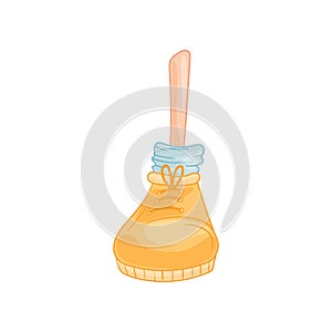 Cartoon foot stands still. Front view. Vector illustration on white background.