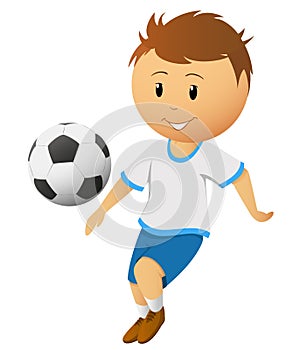 Cartoon footballer or soccer player play with ball