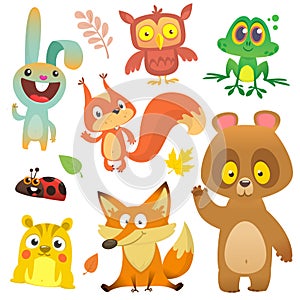 Cartoon forest animals characters set.Vector illustration