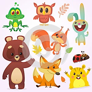 Cartoon forest animals set. Vector illustration. Big set of cartoon woodland animals illustration