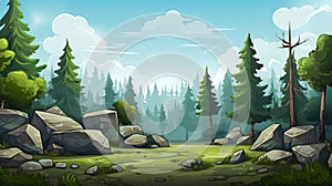 Cartoon Forest Landscape: 2d Prehistory Game Asset