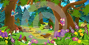 Cartoon forest scene - illustration for children