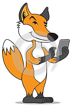 Cartoon Fox With Cell Phone