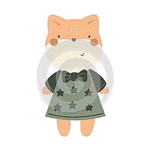 Cartoon fox. Colorful vector illustration, flat style.