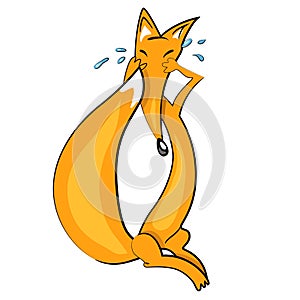 Cartoon fox crying illustration.animal baby icon