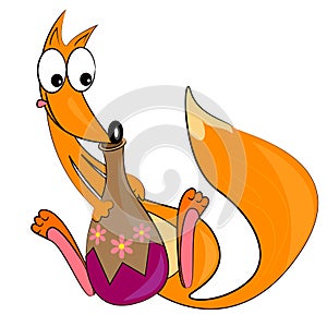 Cartoon fox eating. animal cute image