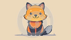 A cartoon fox sitting on a brown background with its eyes closed, AI