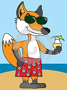 Cartoon Fox on Vacation