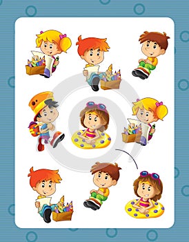 Cartoon frame with children doing different activities space for text