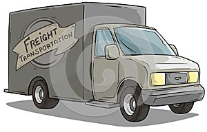 Cartoon freight transportation gray cargo truck