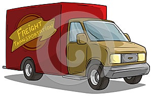 Cartoon freight transportation red cargo truck