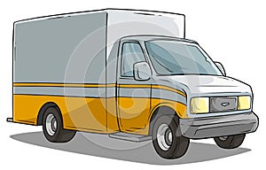 Cartoon freight transportation yellow cargo truck