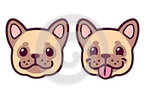 Cartoon French Bulldog face