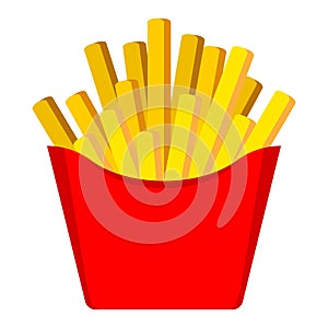 Cartoon french fries. Fast food french fries icon. Fastfood illustration.