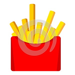 Cartoon french fries. Fast food french fries icon. Fastfood illustration.